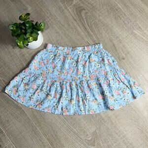 KIDTOPIA Blue Floral Elastic Waist Mini Skirt Girls Size 14